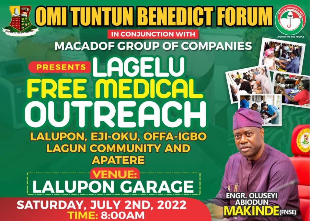 Omi-tuntun Benedict Forum In Conjunction With Macadof Group of Companies Present ‘Lagelu Free Medical Outreach’