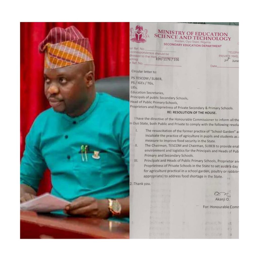 Hon. Waheed Akintayo Urges Nationwide Adoption of Oyo State’s Mandate on School Gardens to Promote Food Security