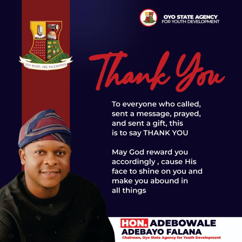 Birthday Gratitude: Oyo Agency for Youth Chairman Falana Pens Heartfelt Appreciation to Well-Wishers