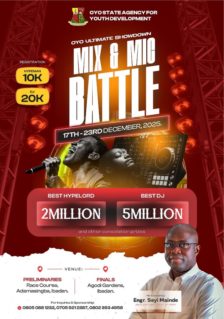 APPLY: Oyo Govt Releases Registration Portal for Mix & Mic Battle Applicants